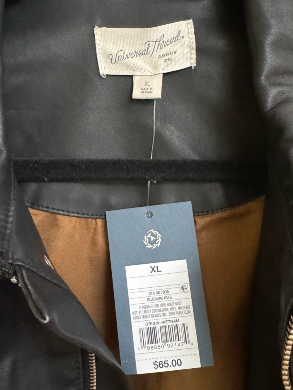 Universal Thread Relaxed Faux Leather Bomber Jacket, Black, XL - Picture 4 of 6